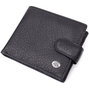 Чоловічий гаманець зручного розміру з натуральної шкіри ST Leather 22471 Чорний