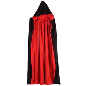 Плащ-накидка Вампіра з капюшоном на Хеллоуїн двосторонній Червоний/Чорний THINKTHENDO 140 см One Size