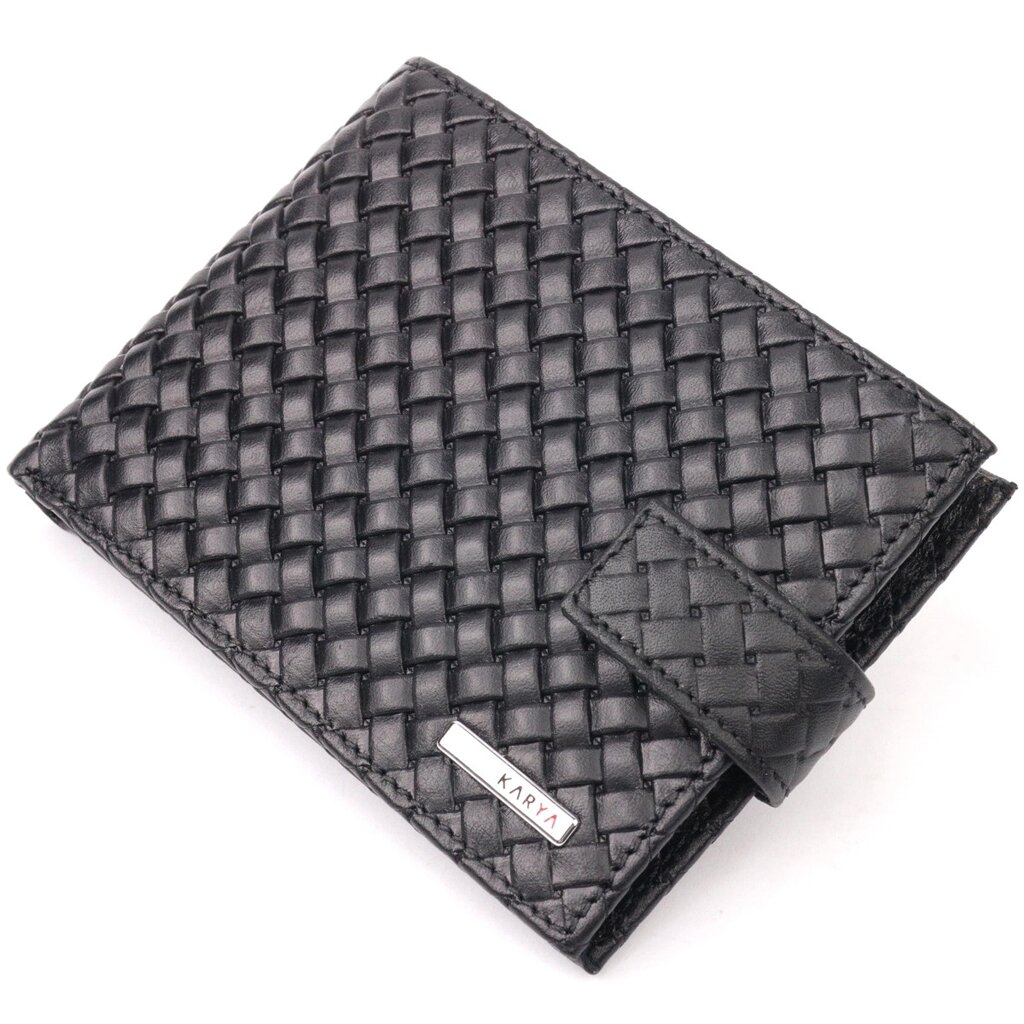 Плетений чоловічий гаманець із натуральної шкіри KARYA 21200 Чорний від компанії Універсальний Інтернет-магазин POPULAR - фото 1