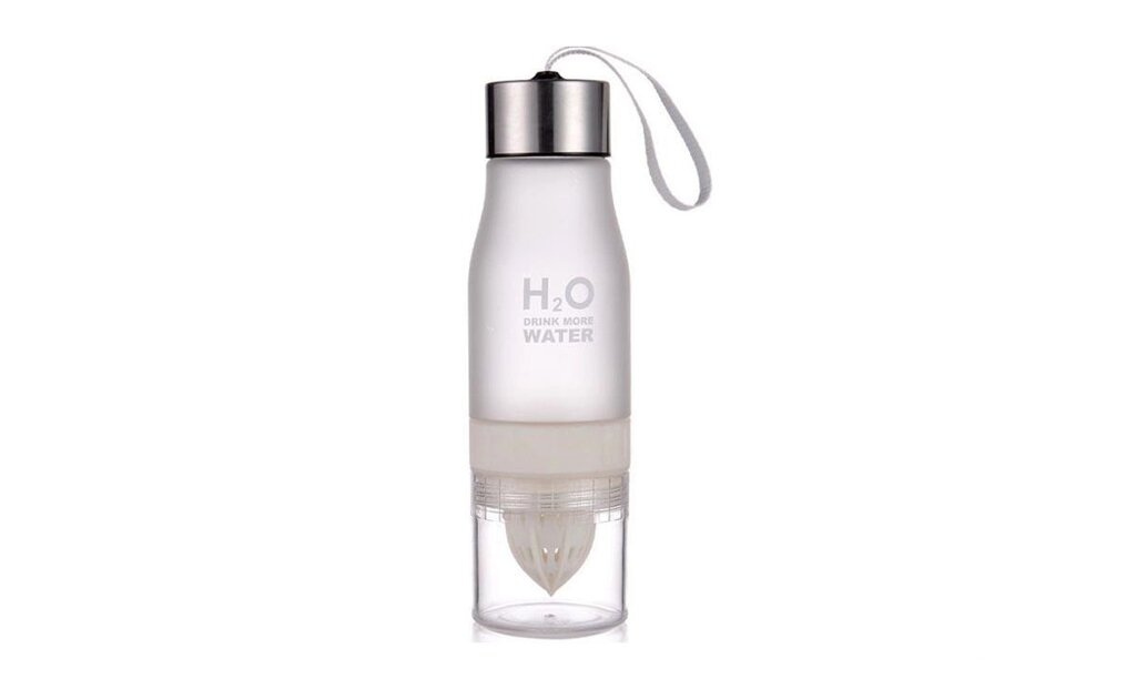 Пляшка для води та напоїв H2O з цитрусовою соковичавницею 650 мл Біла від компанії Універсальний Інтернет-магазин POPULAR - фото 1