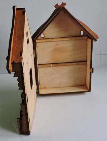 Подарунковий дерев'яний сувенірний набір "Настінна Ключниця Будинок маленький" ручної роботи від компанії Універсальний Інтернет-магазин POPULAR - фото 1