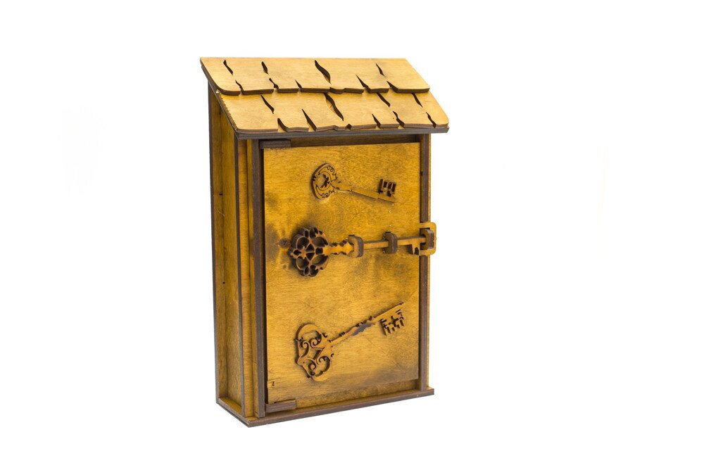 Подарунковий дерев'яний сувенірний набір "Настінна Ключниця Маленька" ручної роботи від компанії Універсальний Інтернет-магазин POPULAR - фото 1