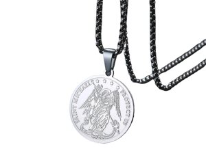 Підвіска для чоловіків Архангел Михайло / SAINT MICHAEL PROTECT US NEKLACE 30*30 мм на ланцюгу 60 см, Stainless Steel