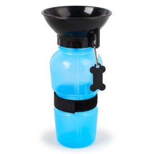 Портативна поїлка SUNROZ Dog Bottle прогулянкова пляшка з чашею для собак 500 мл Синій (0856)