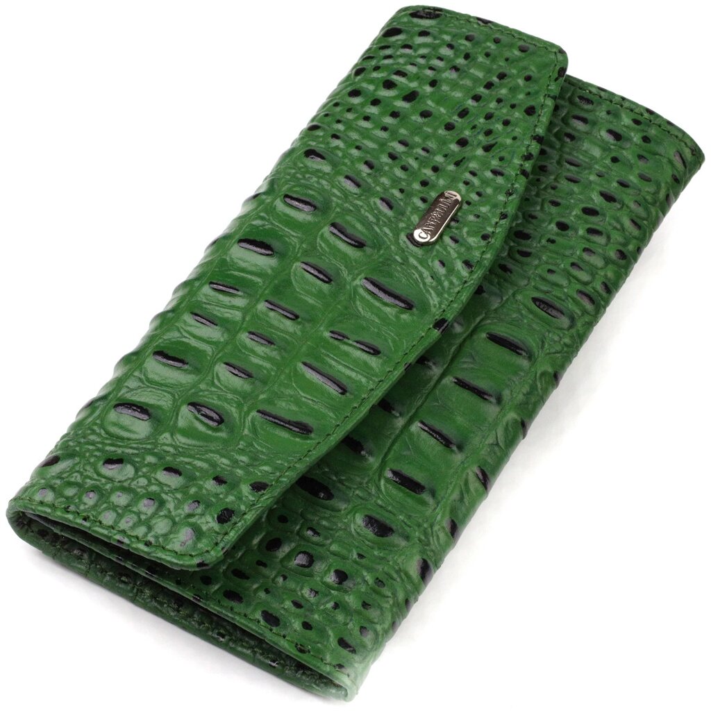 Портмоне для жінок із натуральної шкіри з тисненням під крокодила CANPELLINI 21701 Зелене від компанії Універсальний Інтернет-магазин POPULAR - фото 1