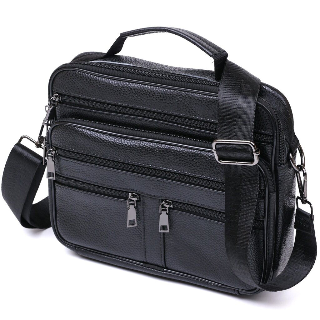 Практична шкіряна чоловіча сумка Vintage 20669 Чорний від компанії Універсальний Інтернет-магазин POPULAR - фото 1