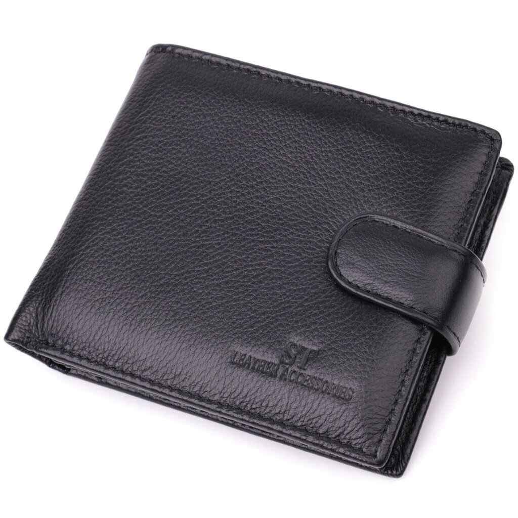 Прекрасний горизонтальний гаманець для чоловіків із натуральної шкіри ST Leather 22465 Чорний від компанії Універсальний Інтернет-магазин POPULAR - фото 1