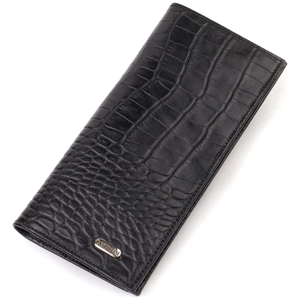 Привабливий вертикальний чоловічий гаманець із натуральної шкіри з тисненням під крокодила CANPELLINI 21896 від компанії Універсальний Інтернет-магазин POPULAR - фото 1