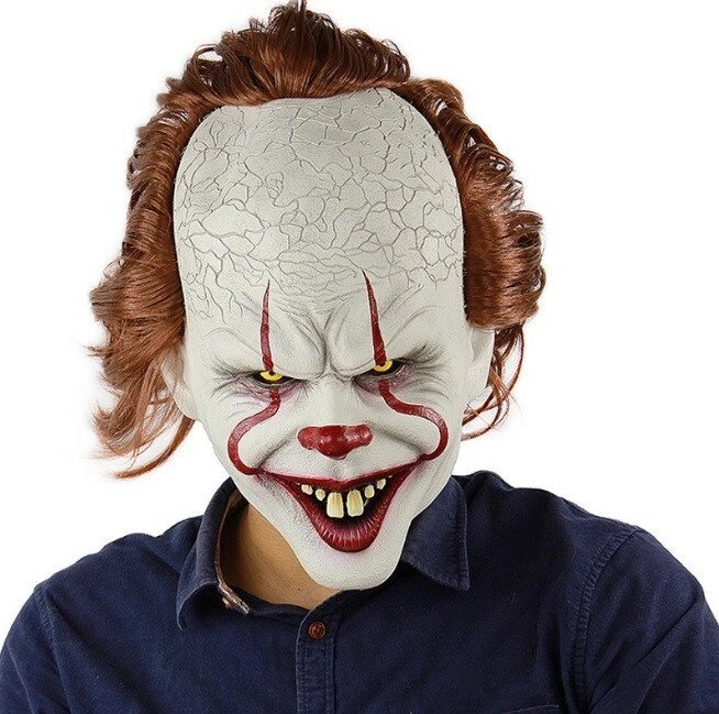 Реалістична латексна маска злого клоуна Pennywise ручної роботи, MOLEZU від компанії Універсальний Інтернет-магазин POPULAR - фото 1