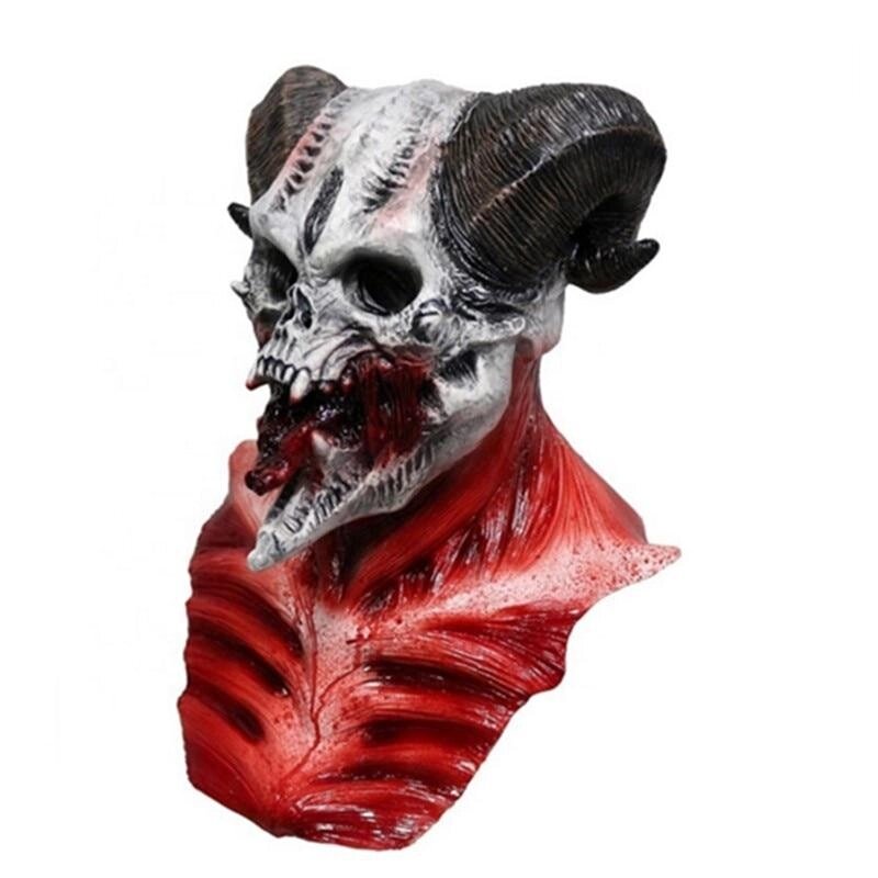 Реалістична маска Демона з рогами з латексу ручної роботи на Хеллоуїн HENGYUTOYMASK від компанії Універсальний Інтернет-магазин POPULAR - фото 1