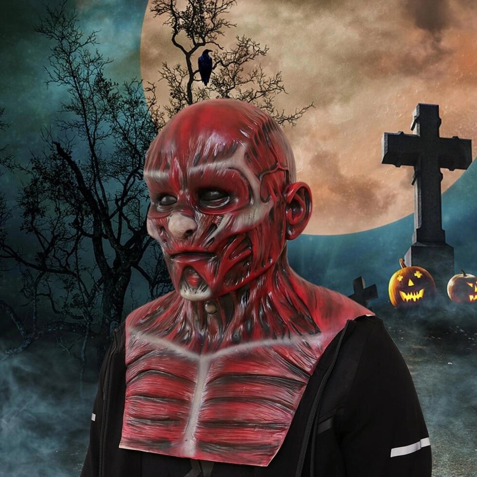 Реалістична маска з латексу ручної роботи на Хеллоуїн Червоний Череп 42*26 см HENGYUTOYMASK від компанії Універсальний Інтернет-магазин POPULAR - фото 1