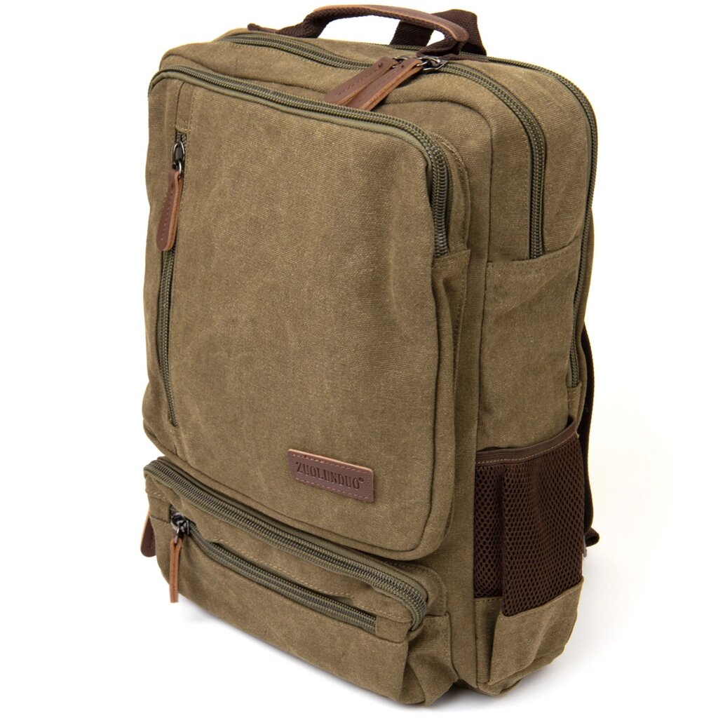 Рюкзак текстильний дорожній унісекс на два відділення Vintage 20612 Зелений від компанії Універсальний Інтернет-магазин POPULAR - фото 1