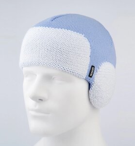 Шапка чоловіча з пряжі з навушниками OXYGON HELM Блакитний / Білий One Size (56-60)