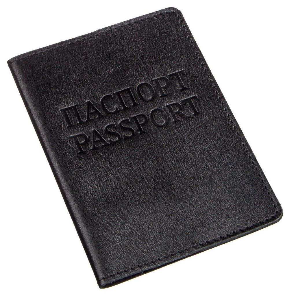 Шкіряна обкладинка на паспорт із написом SHVIGEL 13977 Чорна від компанії Універсальний Інтернет-магазин POPULAR - фото 1