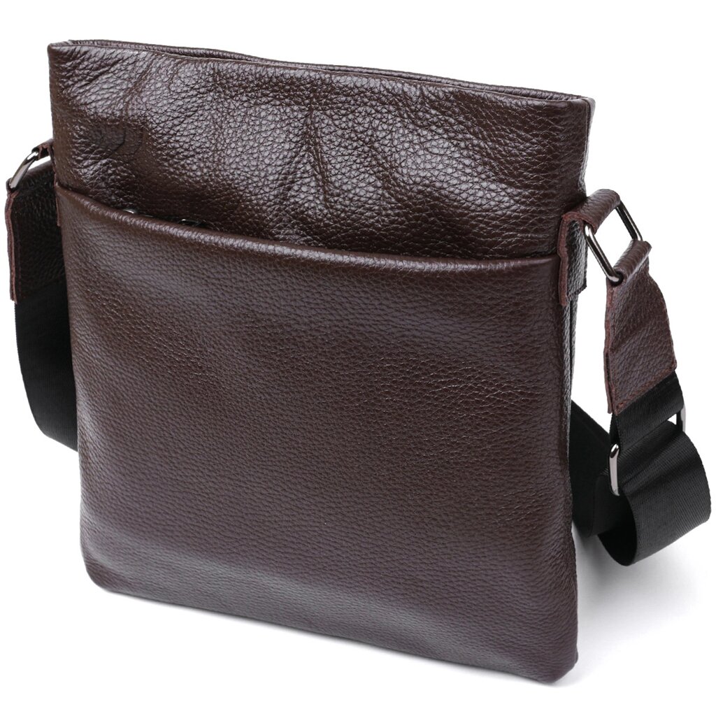 Шкіряна сучасна чоловіча сумка через плече SHVIGEL 11601 Коричневий від компанії Універсальний Інтернет-магазин POPULAR - фото 1