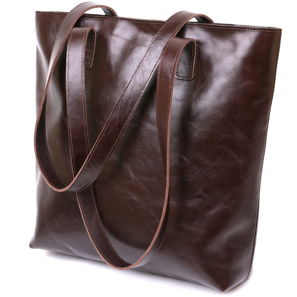 Шкіряна жіноча сумка-шопер Shvigel 16370 Коричневий від компанії Універсальний Інтернет-магазин POPULAR - фото 1
