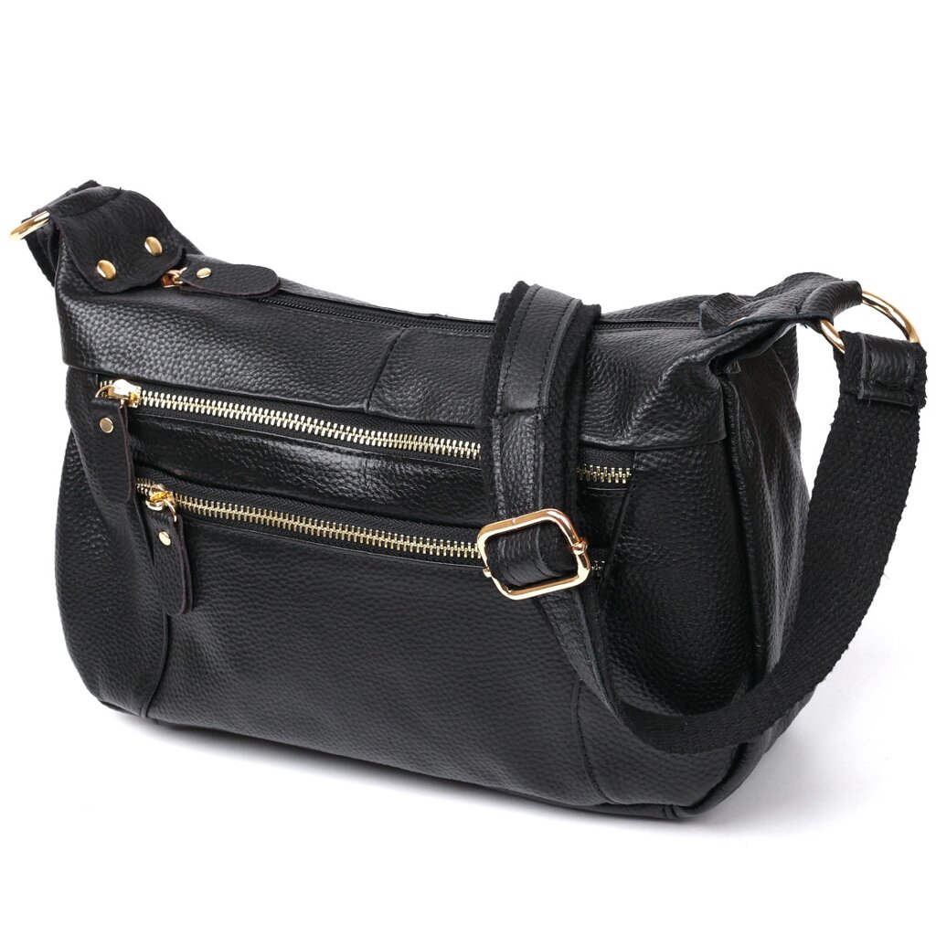 Шкіряна жіноча сумка Vintage 20686 Чорний від компанії Універсальний Інтернет-магазин POPULAR - фото 1
