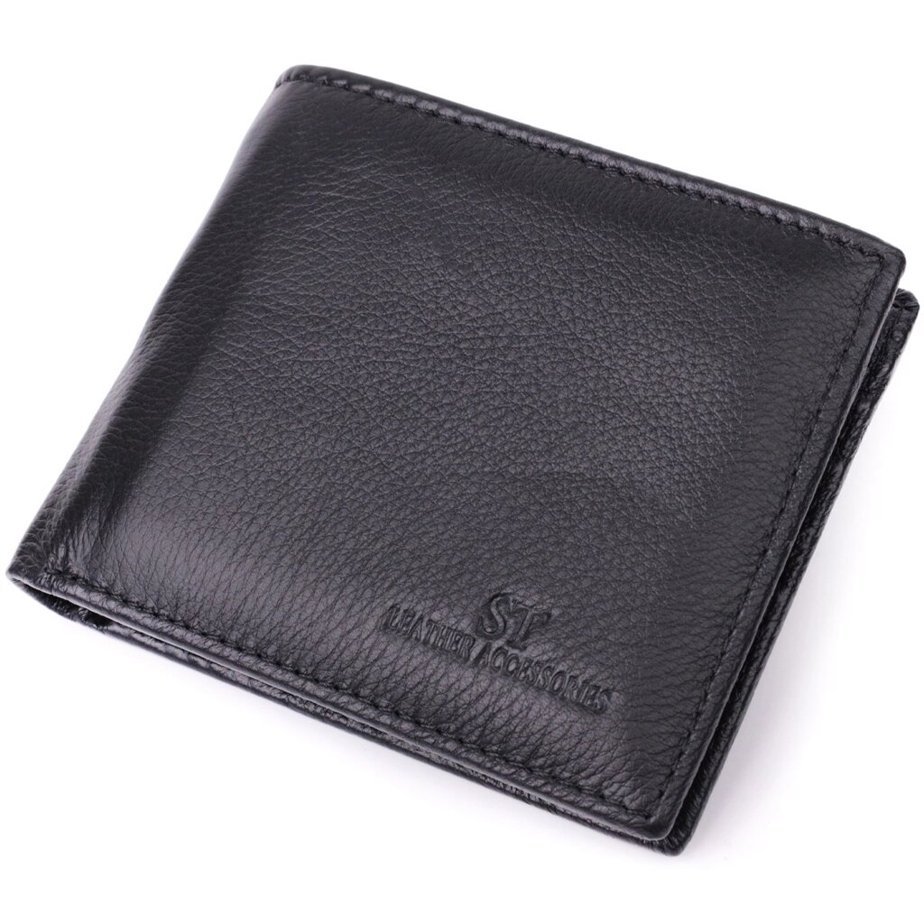Шкіряне чоловіче портмоне із затискачем ST Leather 22481 Чорний від компанії Універсальний Інтернет-магазин POPULAR - фото 1