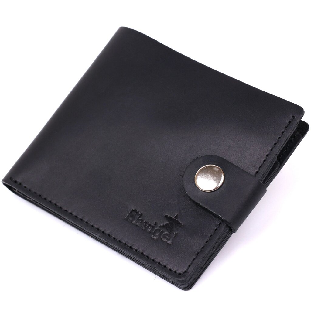Шкіряний чоловічий гаманець Shvigel 16432 Чорний від компанії Універсальний Інтернет-магазин POPULAR - фото 1