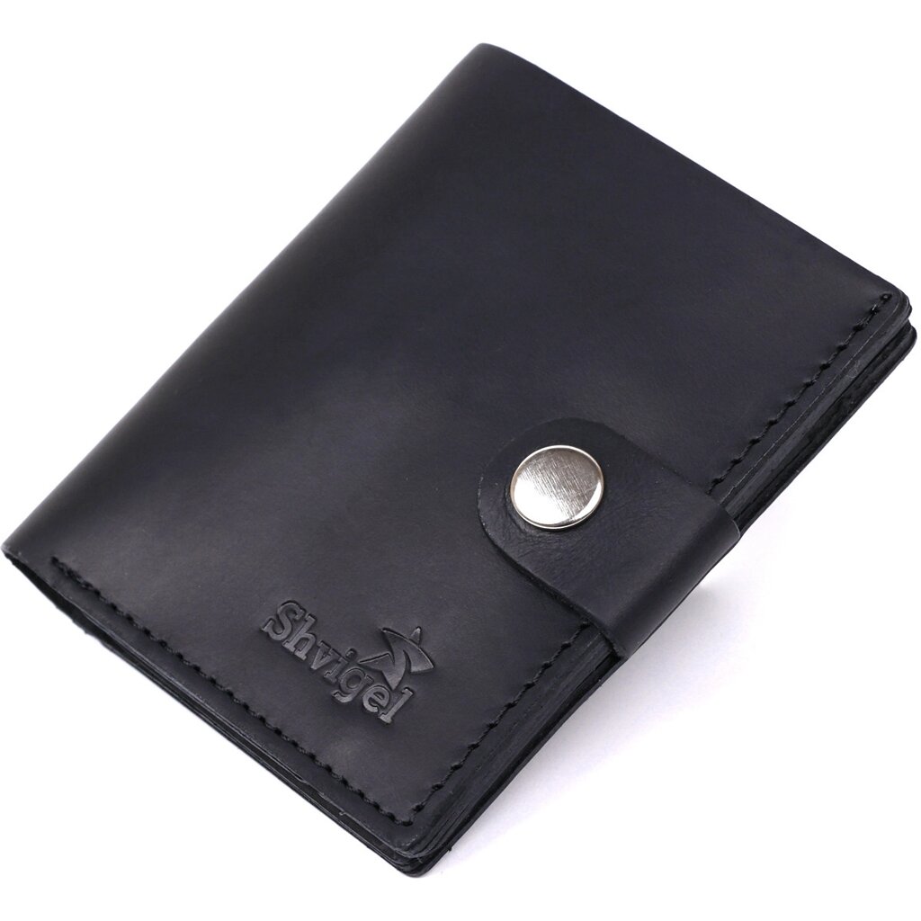 Шкіряний чоловічий гаманець Shvigel 16474 Чорний від компанії Універсальний Інтернет-магазин POPULAR - фото 1