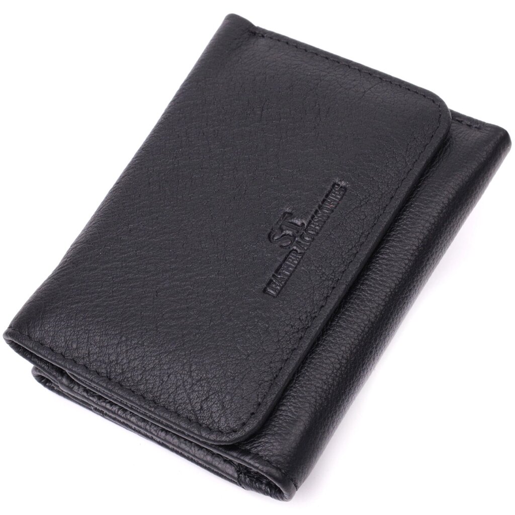 Шкіряний лаконічний гаманець для жінок ST Leather 22506 Чорний від компанії Універсальний Інтернет-магазин POPULAR - фото 1