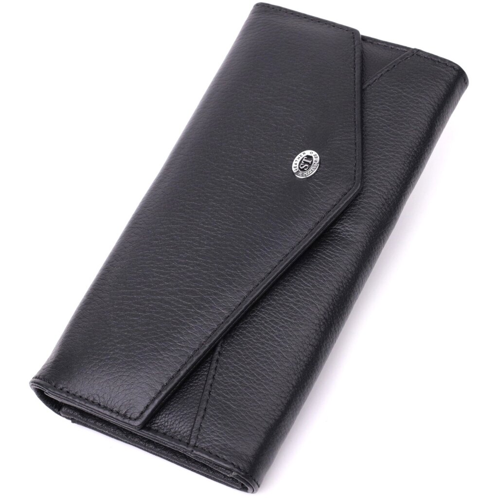 Шкіряний жіночий гаманець із геометричним клапаном ST Leather 22546 Чорний від компанії Універсальний Інтернет-магазин POPULAR - фото 1