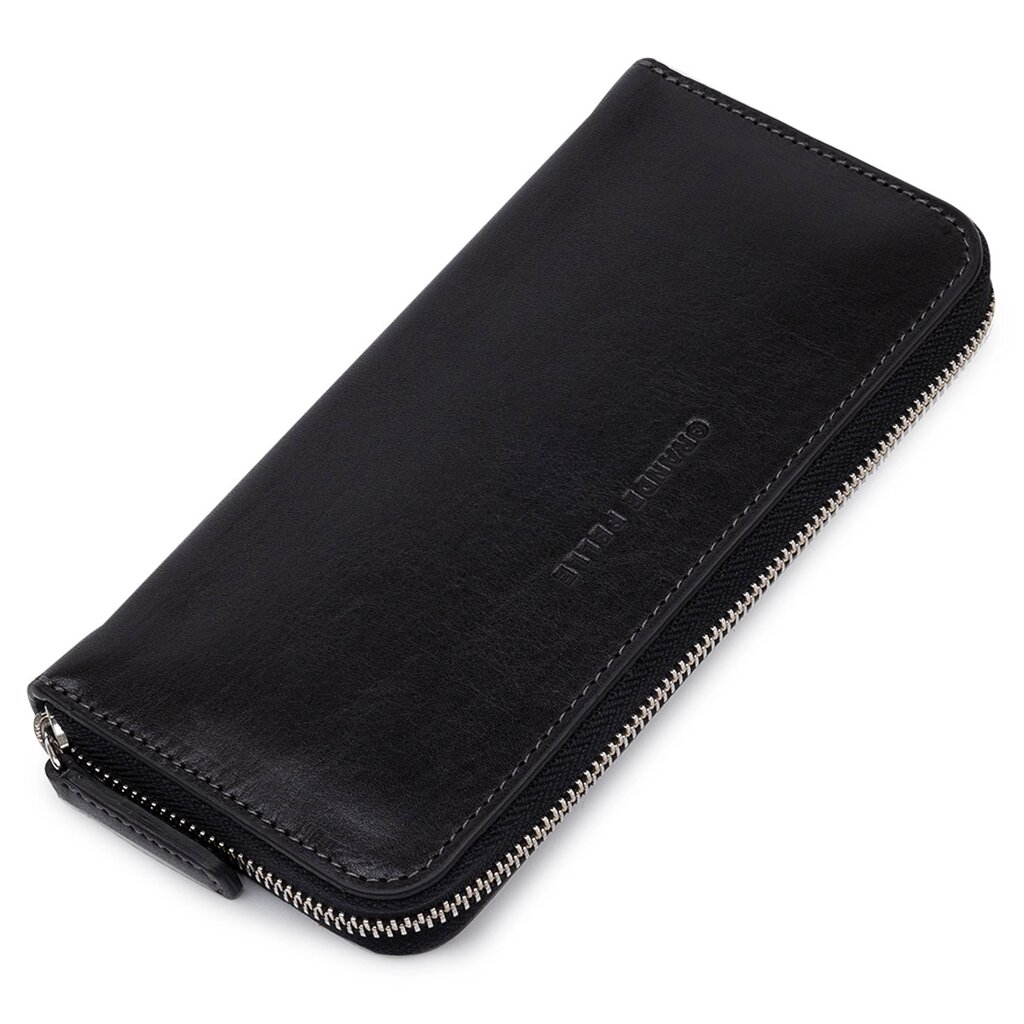 Шкіряний жіночий гаманець на блискавці GRANDE PELLE 11562 Чорний від компанії Універсальний Інтернет-магазин POPULAR - фото 1