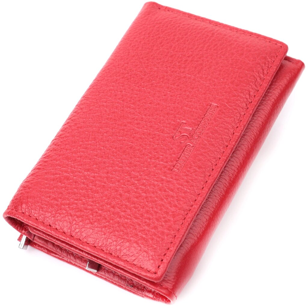 Шкіряний зручний жіночий гаманець у три складання ST Leather 22490 Червоний від компанії Універсальний Інтернет-магазин POPULAR - фото 1