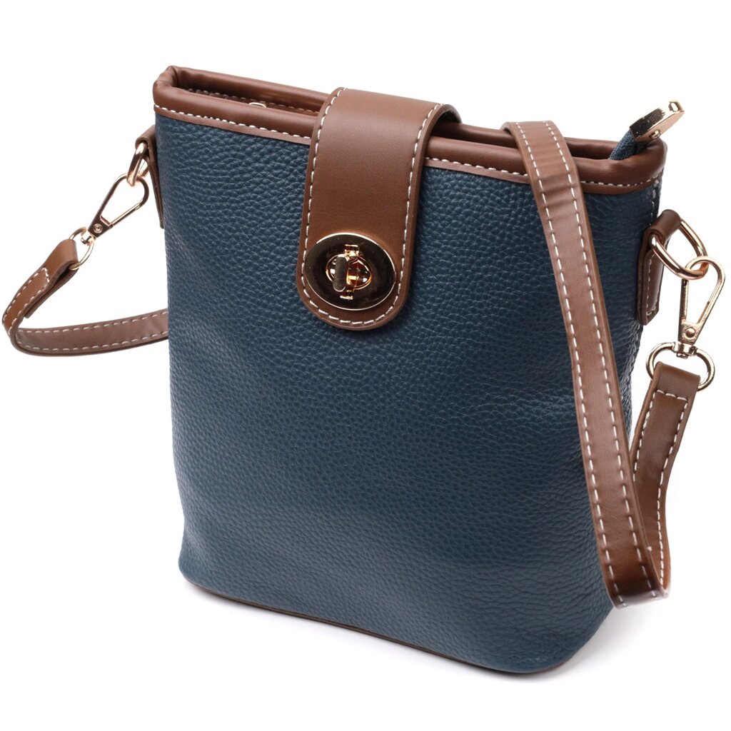 Симпатична сумка для жінок на щодень із натуральної шкіри Vintage 22346 Синя від компанії Універсальний Інтернет-магазин POPULAR - фото 1