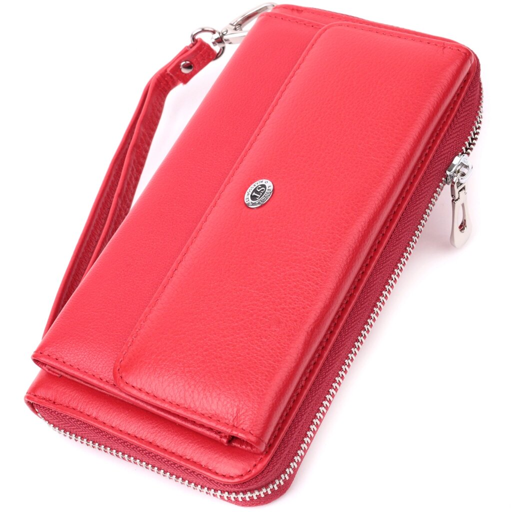 Симпатичний гаманець-клатч із ручкою для носіння в руці з натуральної шкіри ST Leather 22530 Червоний від компанії Універсальний Інтернет-магазин POPULAR - фото 1