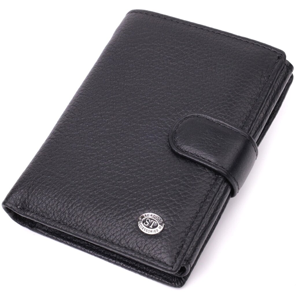 Солідний чоловічий гаманець із натуральної шкіри ST Leather 22467 Чорний від компанії Універсальний Інтернет-магазин POPULAR - фото 1