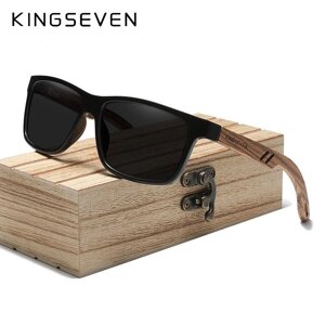 Сонцезахисні окуляри Wayfarer з горіховою деревини TR90 з поляризованими лінзами Z5508 KINGSEVEN DESIGN