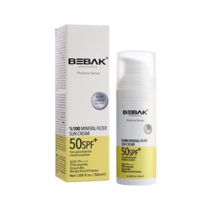 Сонцезахисний мінеральний крем для обличчя SPF 50+ Bebak Pharma, 50 мл