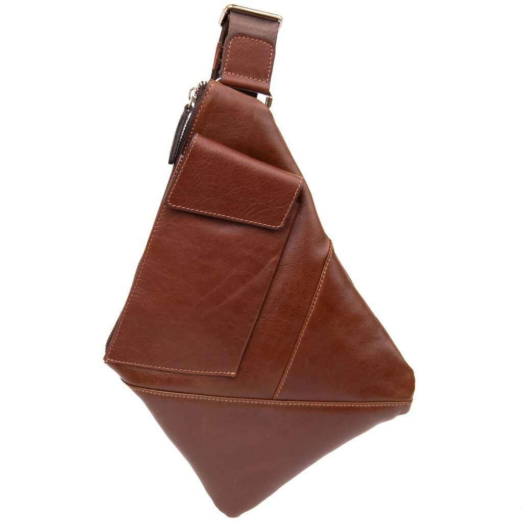 Стильна шкіряна чоловіча сумка через плече GRANDE PELLE 11358 Коричневий від компанії Універсальний Інтернет-магазин POPULAR - фото 1