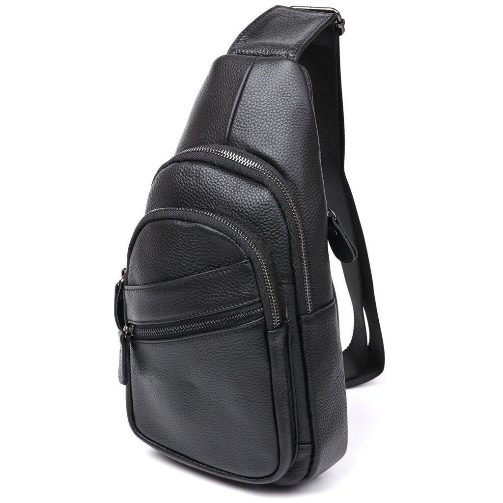 Стильна шкіряна чоловіча сумка через плече Vintage 20672 Чорний від компанії Універсальний Інтернет-магазин POPULAR - фото 1