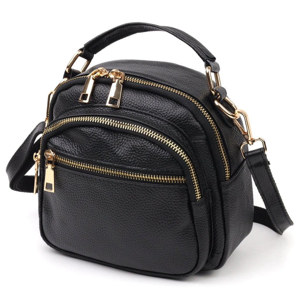 Стильна жіноча сумка Vintage 20688 Чорна від компанії Універсальний Інтернет-магазин POPULAR - фото 1