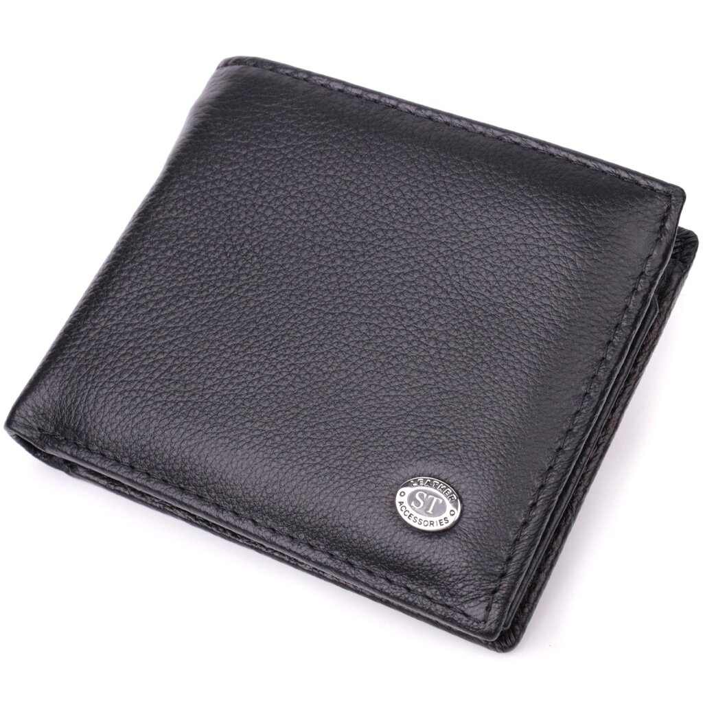 Стильний чоловічий гаманець із натуральної шкіри ST Leather 22457 Чорний від компанії Універсальний Інтернет-магазин POPULAR - фото 1