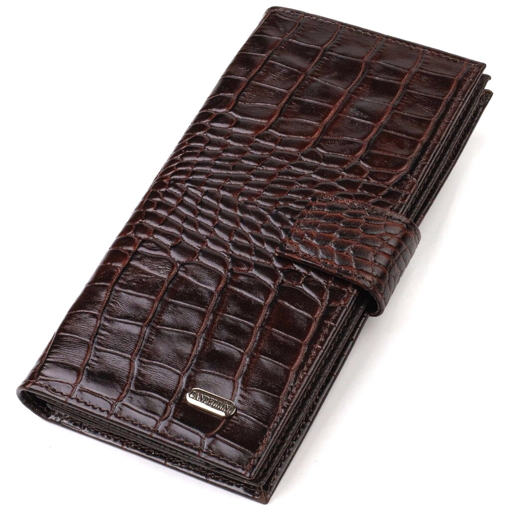 Стильний гаманець для чоловіків із натуральної шкіри з тисненням під крокодила CANPELLINI 21915 Коричневий від компанії Універсальний Інтернет-магазин POPULAR - фото 1