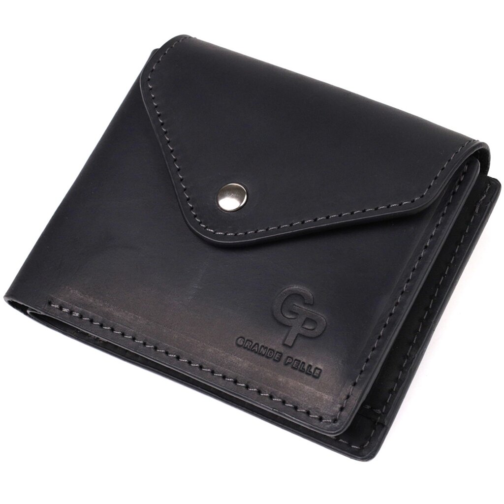 Стильний гаманець із натуральної шкіри GRANDE PELLE 16802 Чорний від компанії Універсальний Інтернет-магазин POPULAR - фото 1