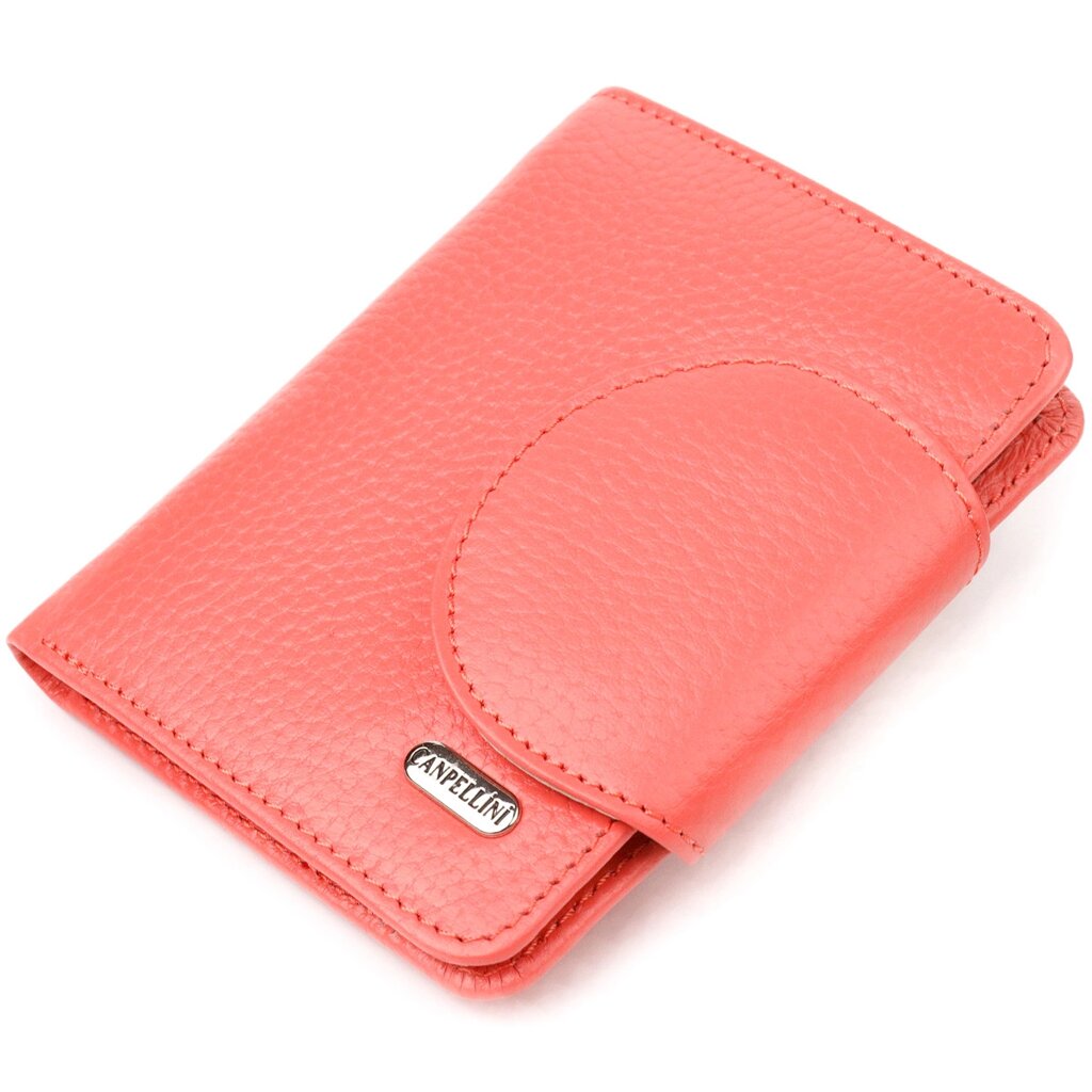 Стильний компактний жіночий гаманець із натуральної шкіри CANPELLINI 21669 Кораловий від компанії Універсальний Інтернет-магазин POPULAR - фото 1