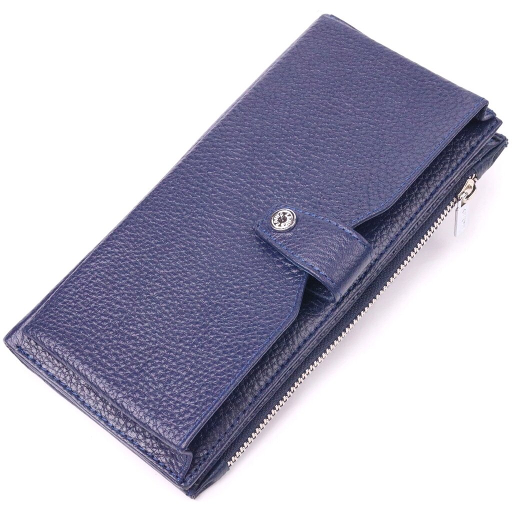 Стильний вертикальний гаманець із натуральної шкіри KARYA 21423 Синій від компанії Універсальний Інтернет-магазин POPULAR - фото 1