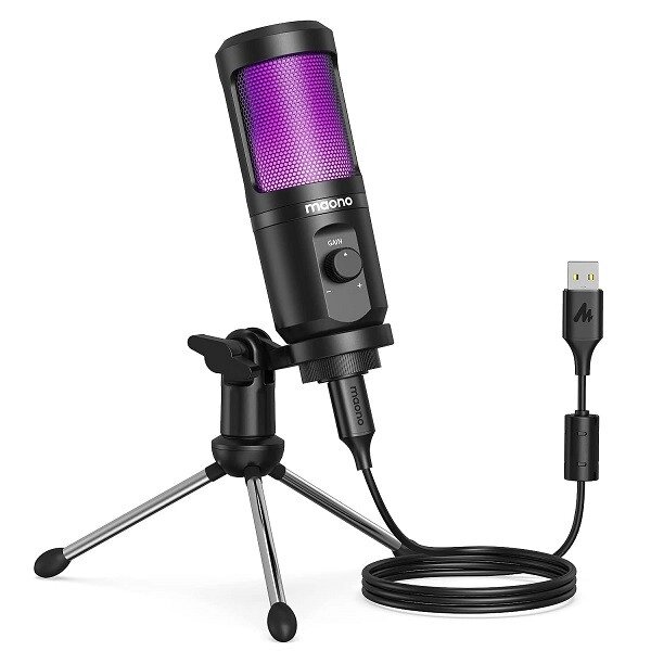 Студійний конденсаторний USB мікрофон Maono РМ461TR RGB з підсвічуванням (Чорний) від компанії Універсальний Інтернет-магазин POPULAR - фото 1