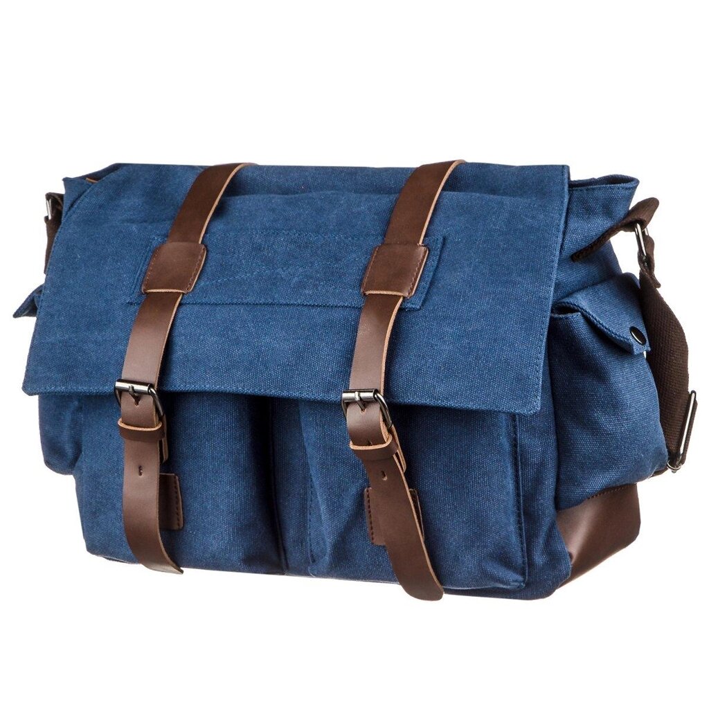 Сумка на плече текстильна Vintage 20148 Синя від компанії Універсальний Інтернет-магазин POPULAR - фото 1