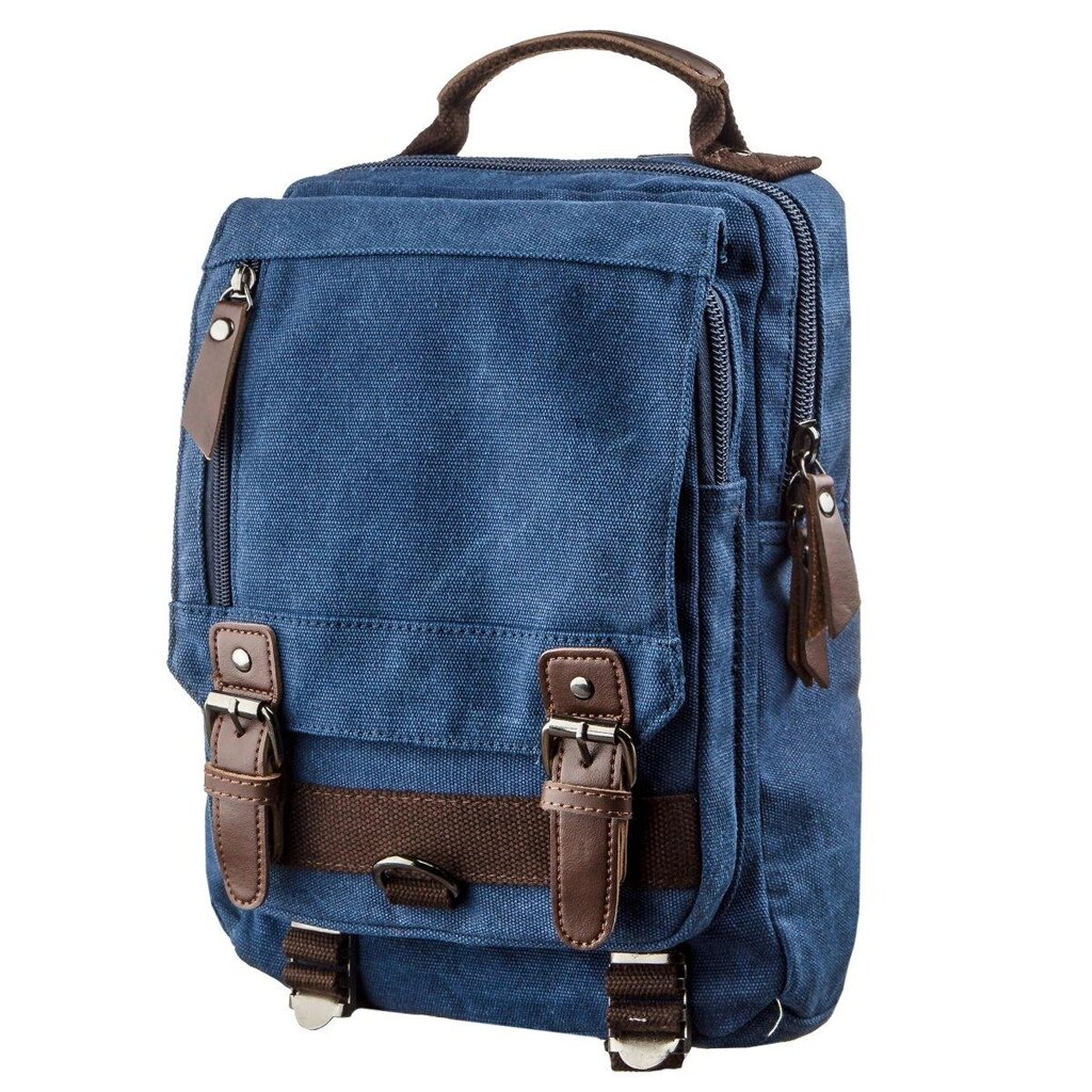 Сумка-рюкзак на одне плече Vintage 20139 Синя від компанії Універсальний Інтернет-магазин POPULAR - фото 1