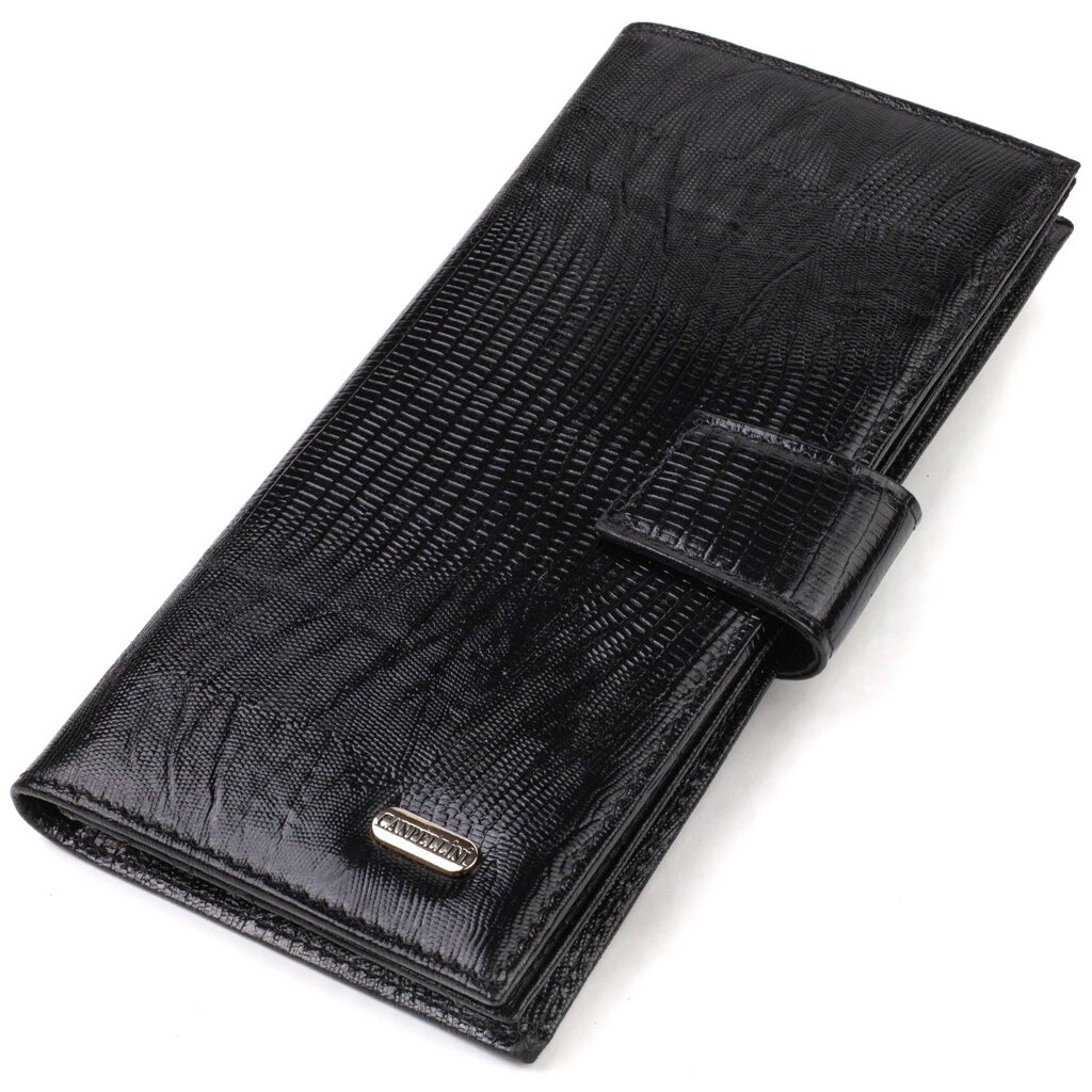 Тонкий гаманець для чоловіків із натуральної шкіри з тисненням CANPELLINI 21913 Чорний від компанії Універсальний Інтернет-магазин POPULAR - фото 1