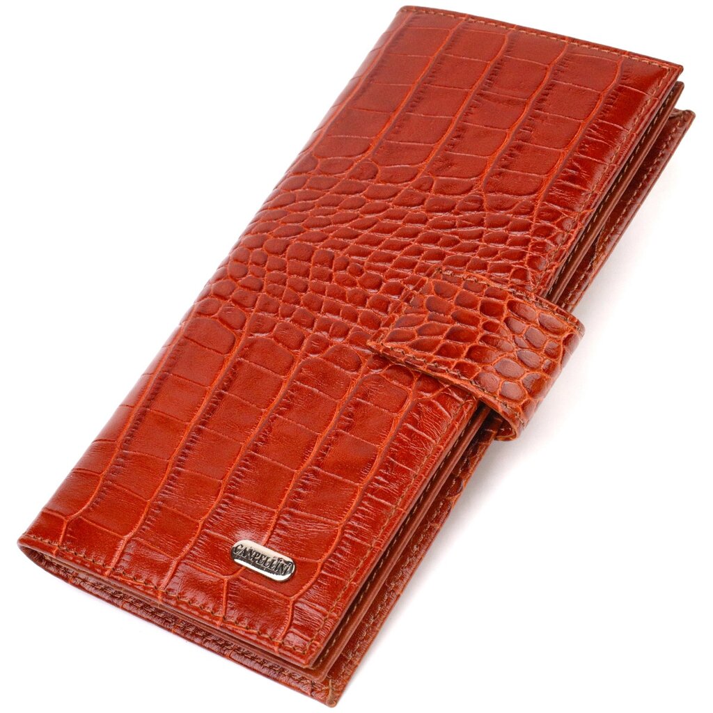 Ультрамодний гаманець для чоловіків із натуральної шкіри з тисненням під крокодила CANPELLINI 21918 Рудий від компанії Універсальний Інтернет-магазин POPULAR - фото 1