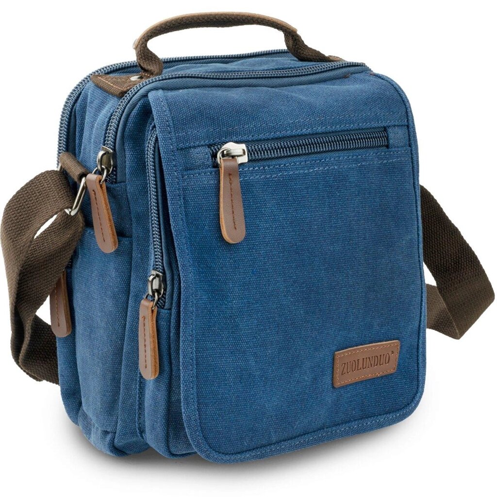 Універсальна текстильна чоловіча сумка на два відділення Vintage 20201 Синя від компанії Універсальний Інтернет-магазин POPULAR - фото 1