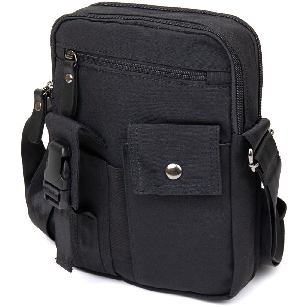 Універсальна текстильна чоловіча сумка на два відділення Vintage 20660 Чорна від компанії Універсальний Інтернет-магазин POPULAR - фото 1
