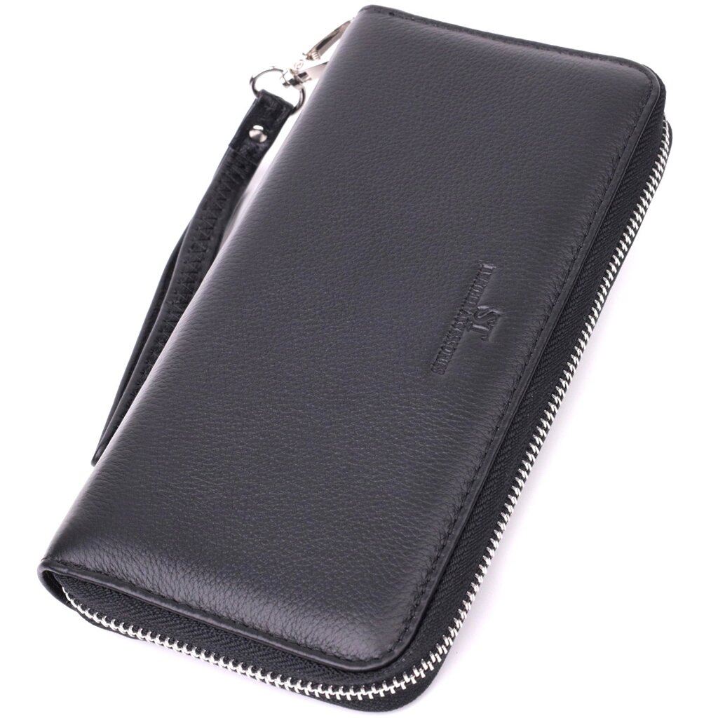 Універсальний гаманець-клатч на одне відділення з натуральної шкіри ST Leather 22559 Чорний від компанії Універсальний Інтернет-магазин POPULAR - фото 1
