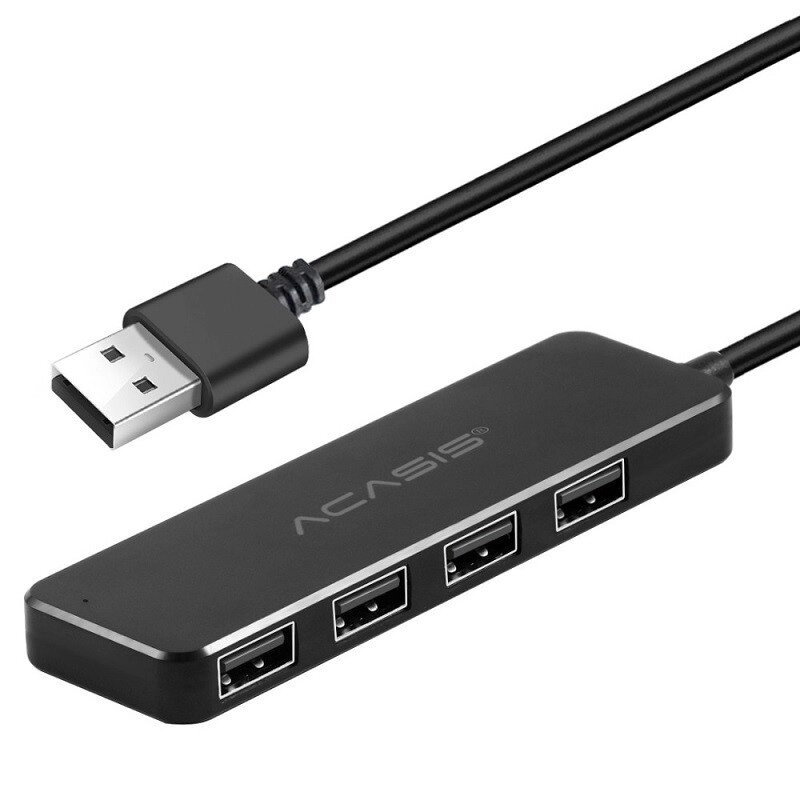 USB hub Acasis AB2-L412 на 4 порти USB 2.0 (Чорний) від компанії Універсальний Інтернет-магазин POPULAR - фото 1